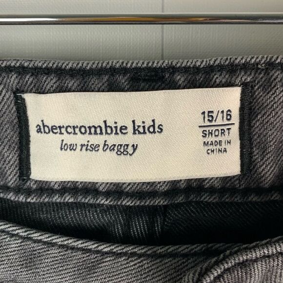 Abercrombie kids girls gray lightweight low rise baggy sequin jeans 15/16 Short - Picture 10 of 10